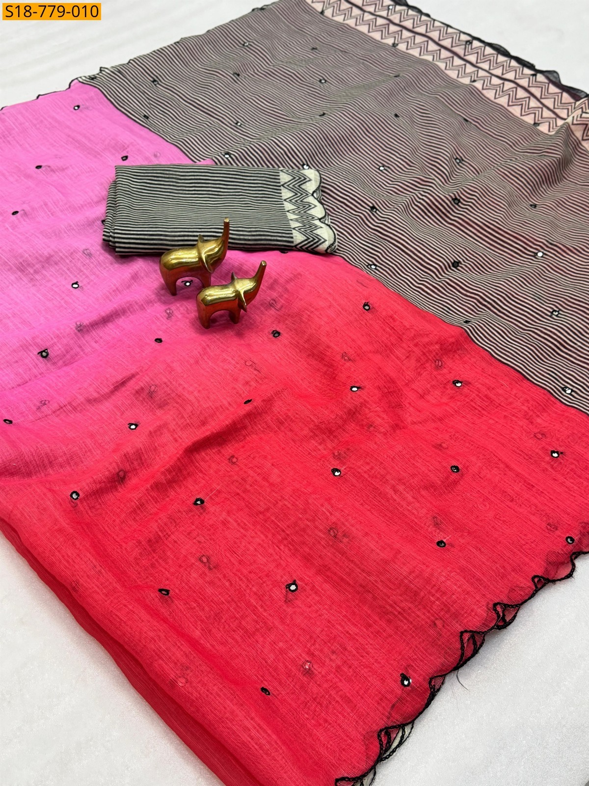 Pink Soft Linen Cotton Saree