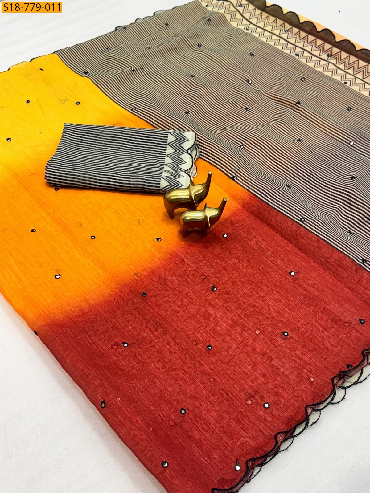 Maroon Soft Linen Cotton Saree