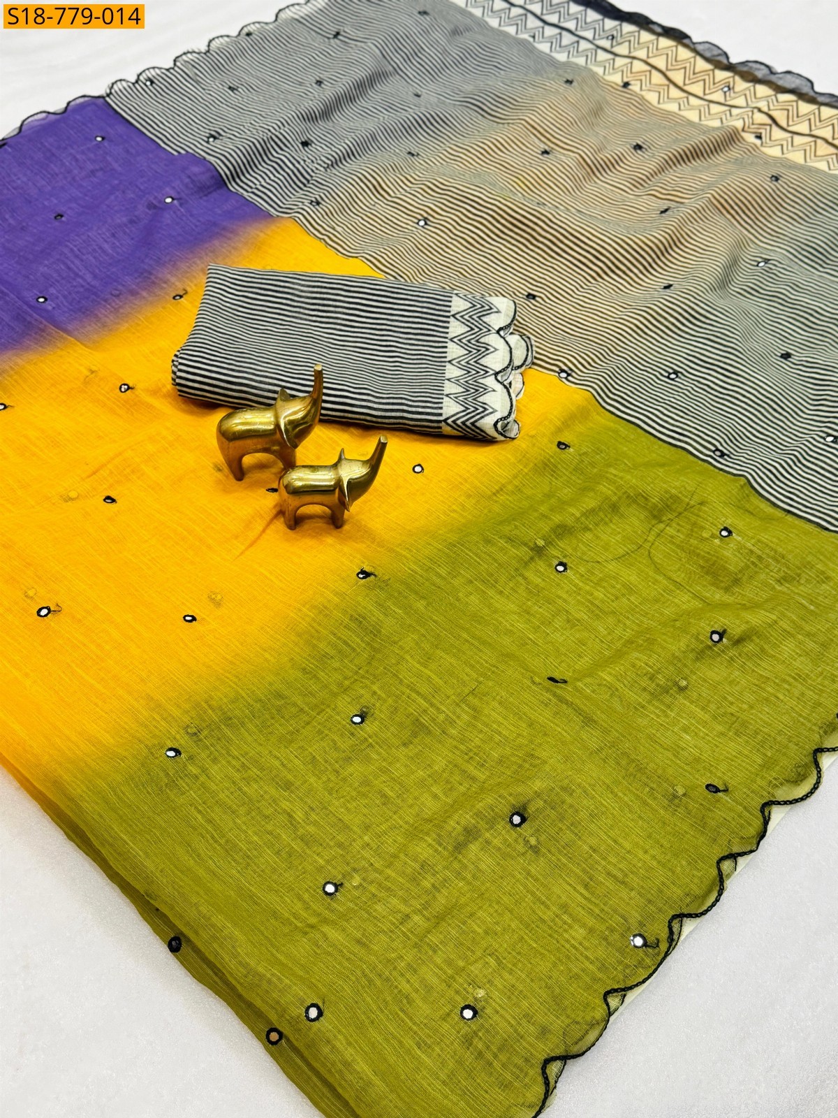 Green Soft Linen Cotton Saree