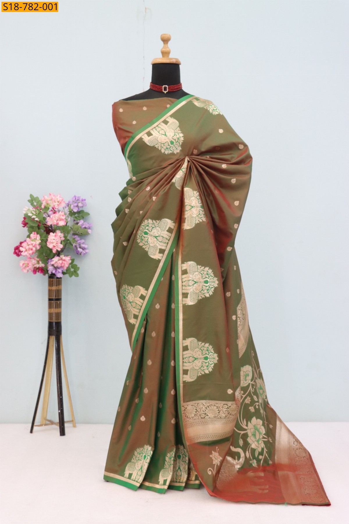 Green Banarasi Silk Saree