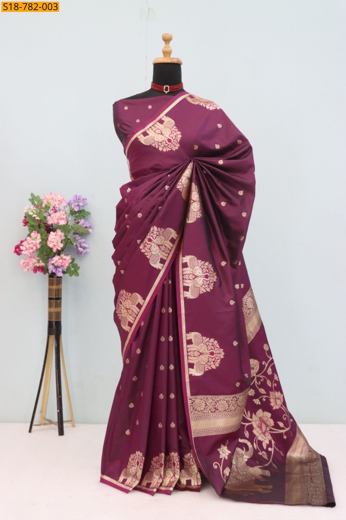 Maroon Banarasi Silk Saree