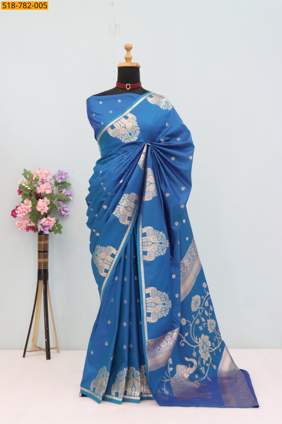 Sky blue Banarasi Silk Saree