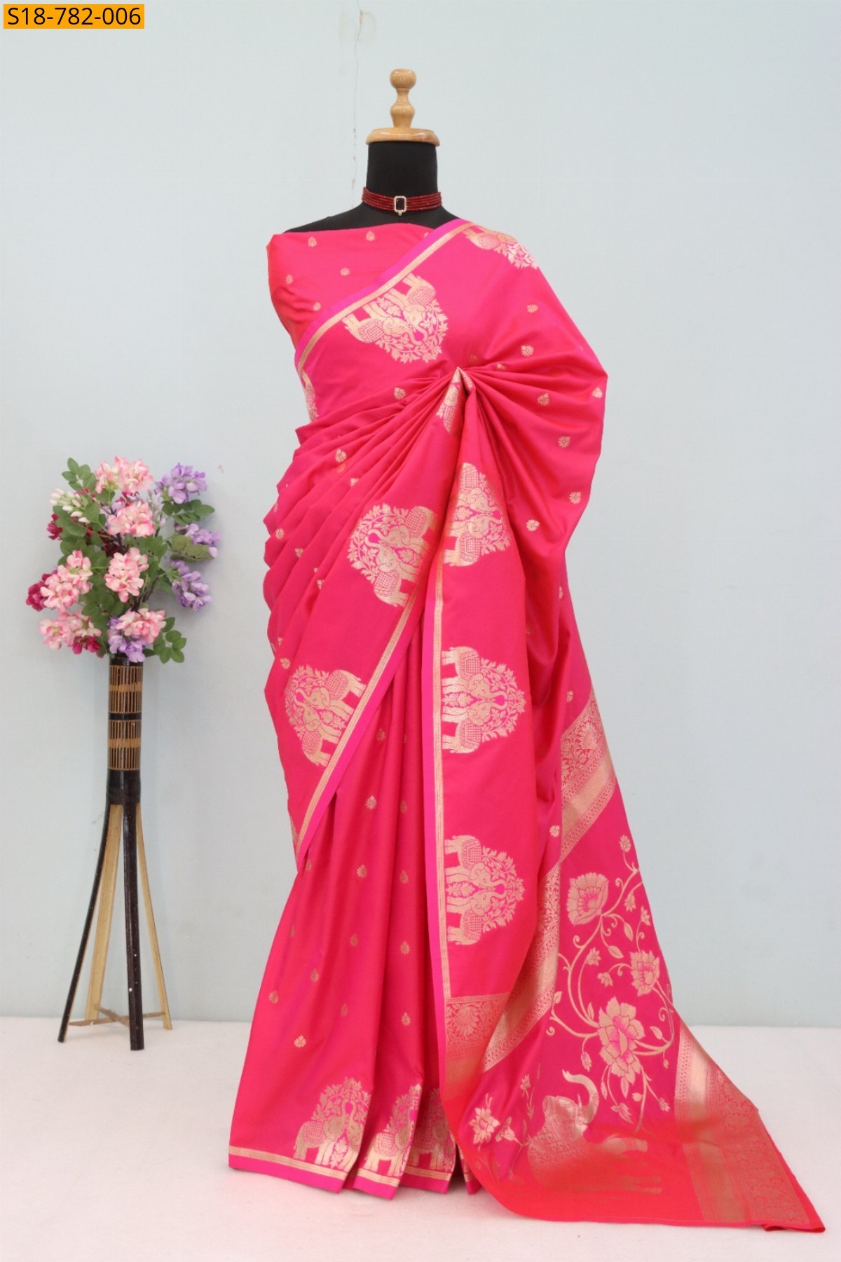 Pink Banarasi Silk Saree