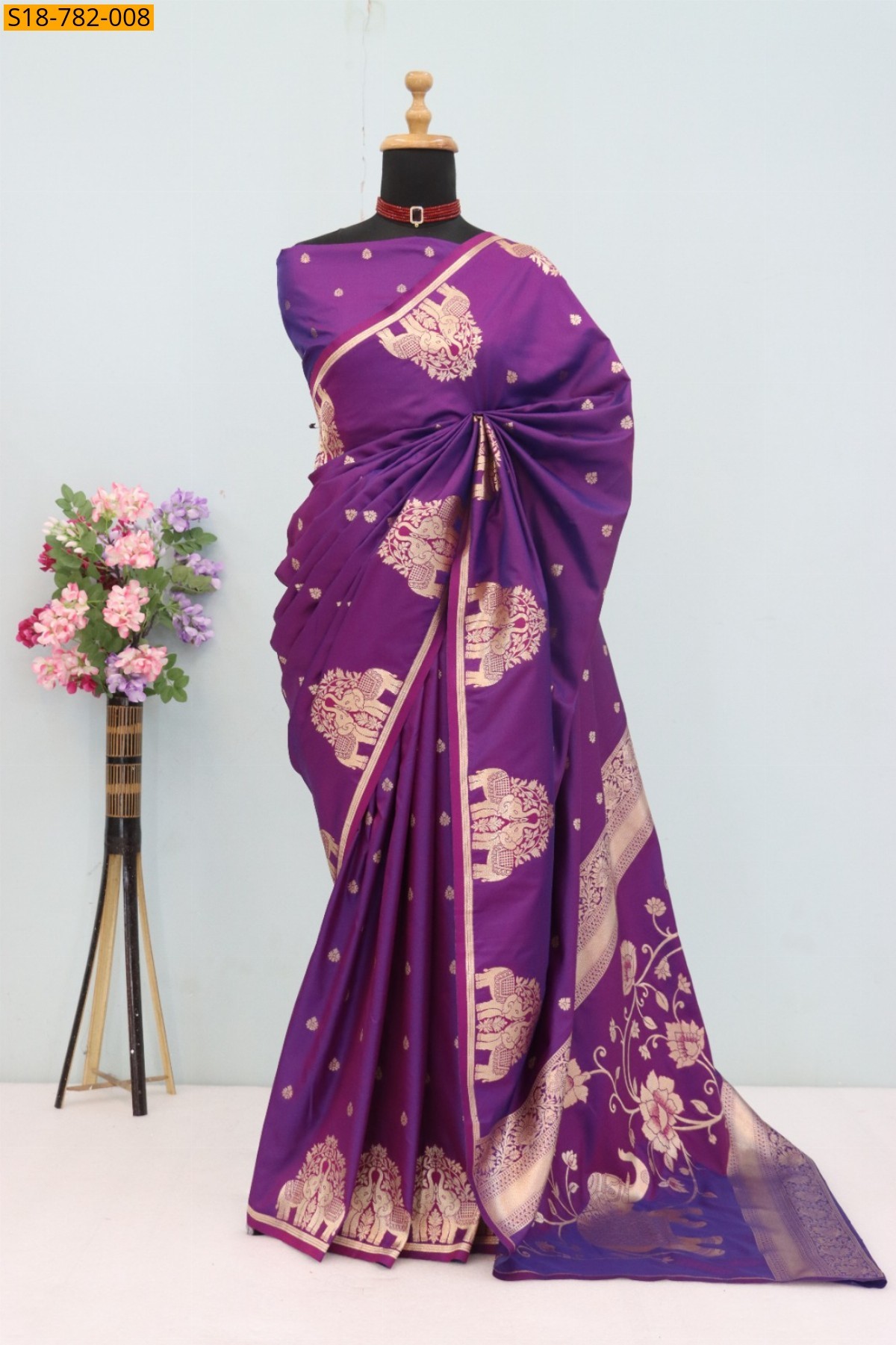 Voilet Banarasi Silk Saree