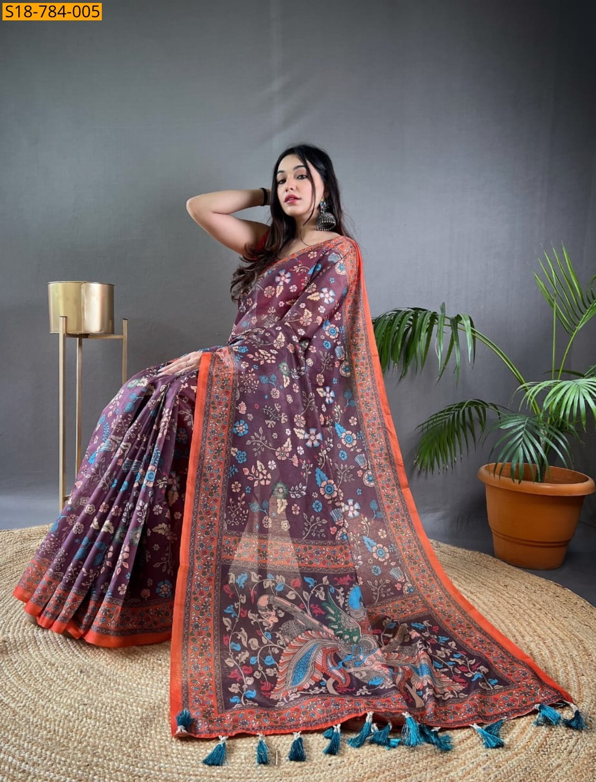 Wine Fancy Malai Cotton Saree