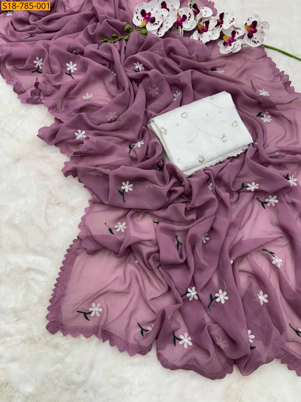 Onion Pink Soft Georgette Saree