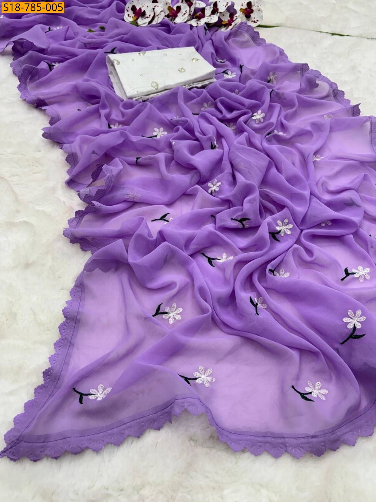 Lavender Soft Georgette Saree