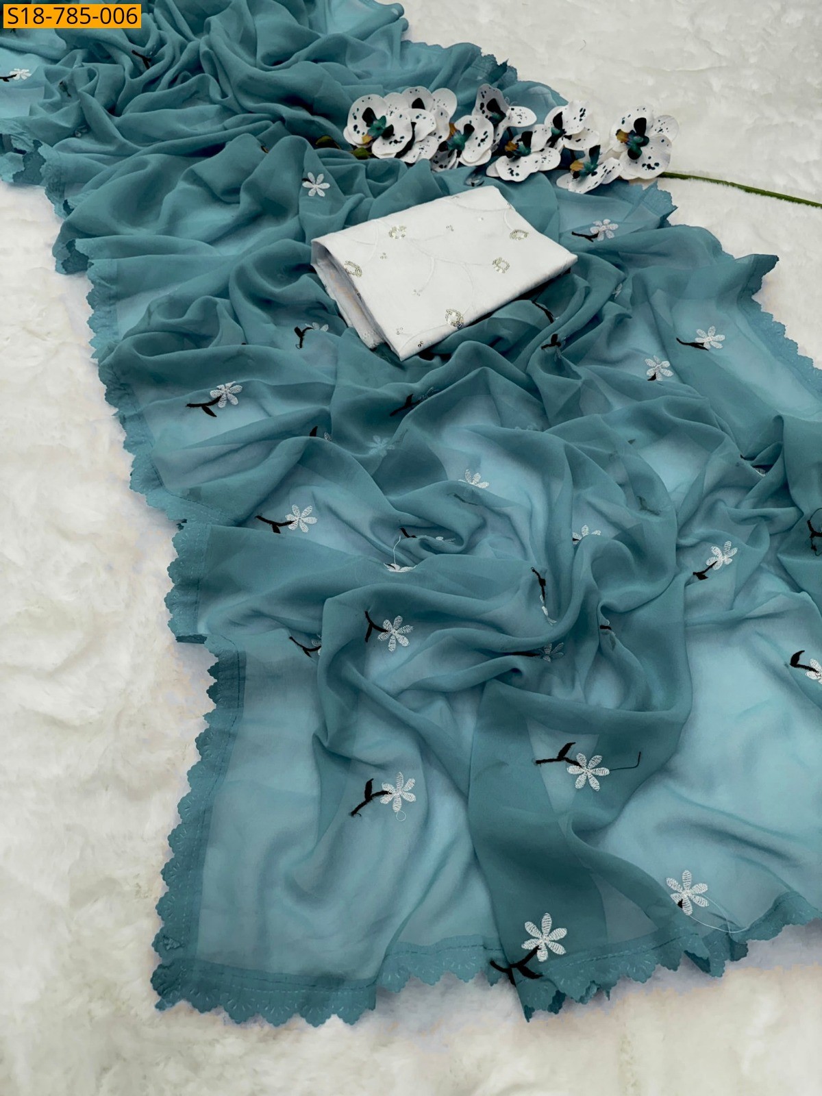 Rama Green Soft Georgette Saree