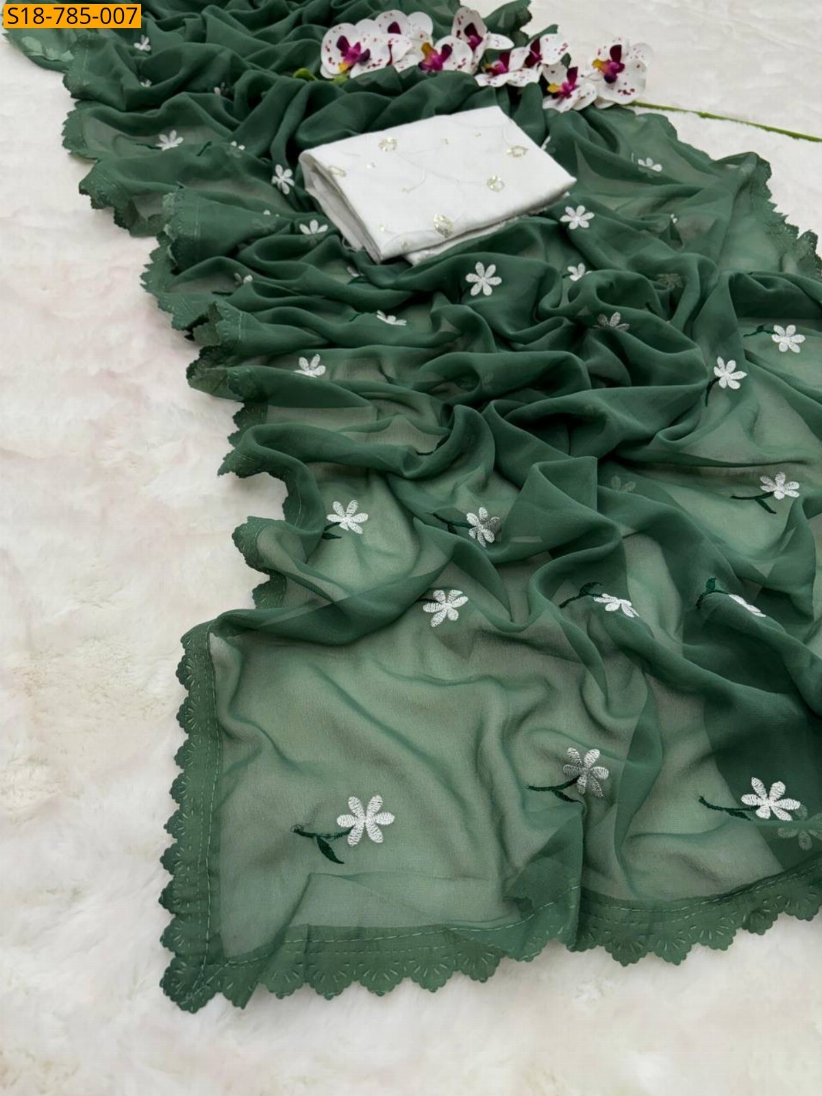 Green Soft Georgette Saree