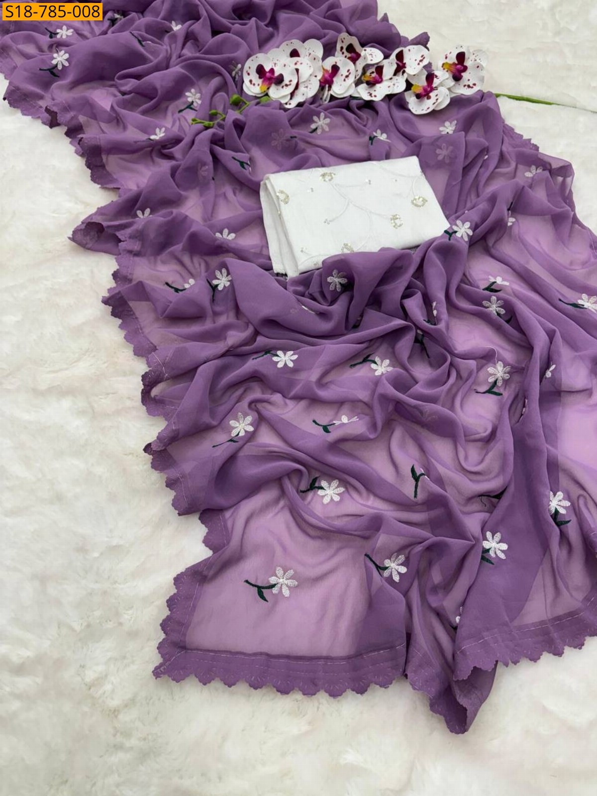 Light Purple Soft Georgette Saree