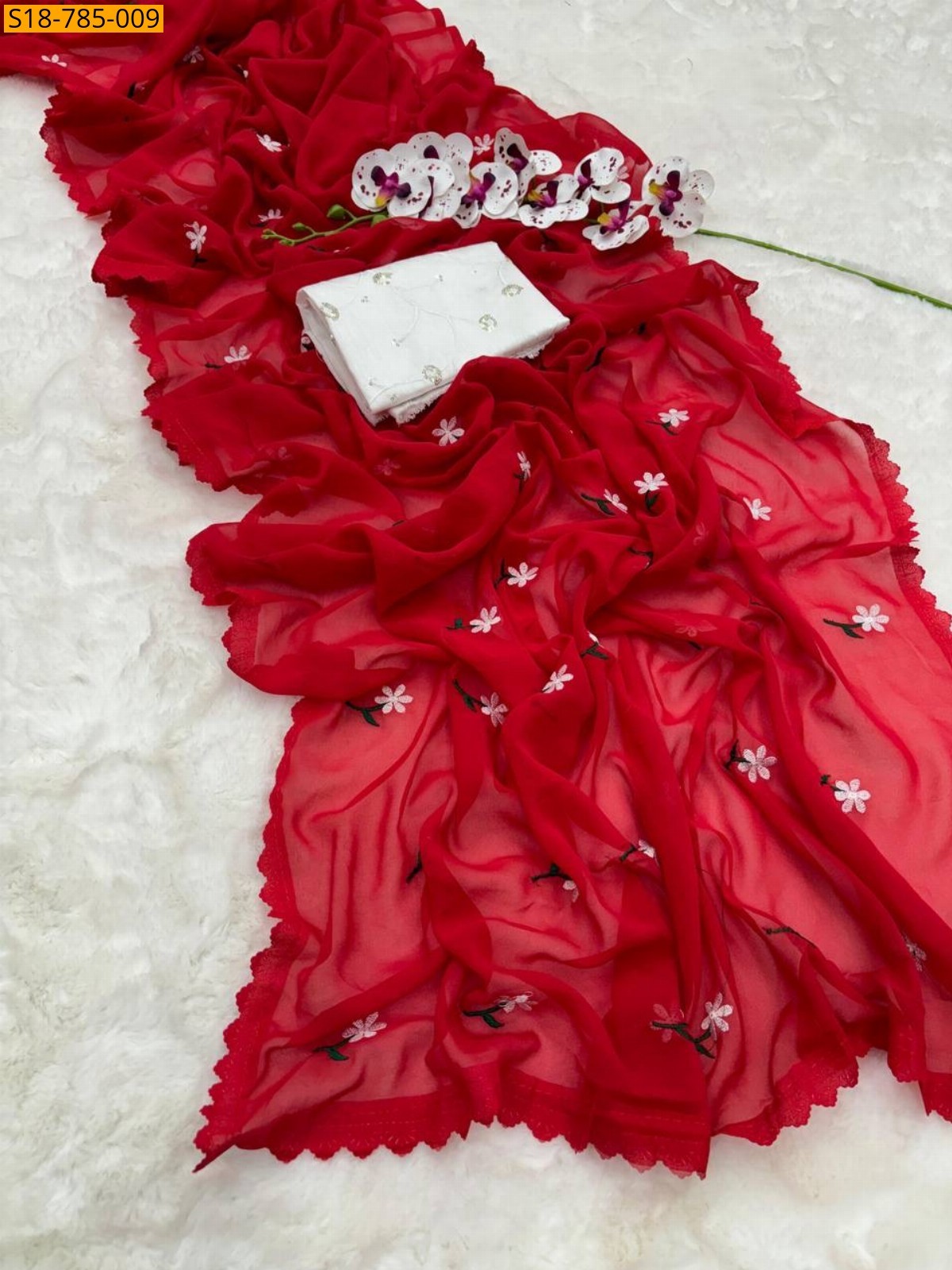 Red Soft Georgette Saree