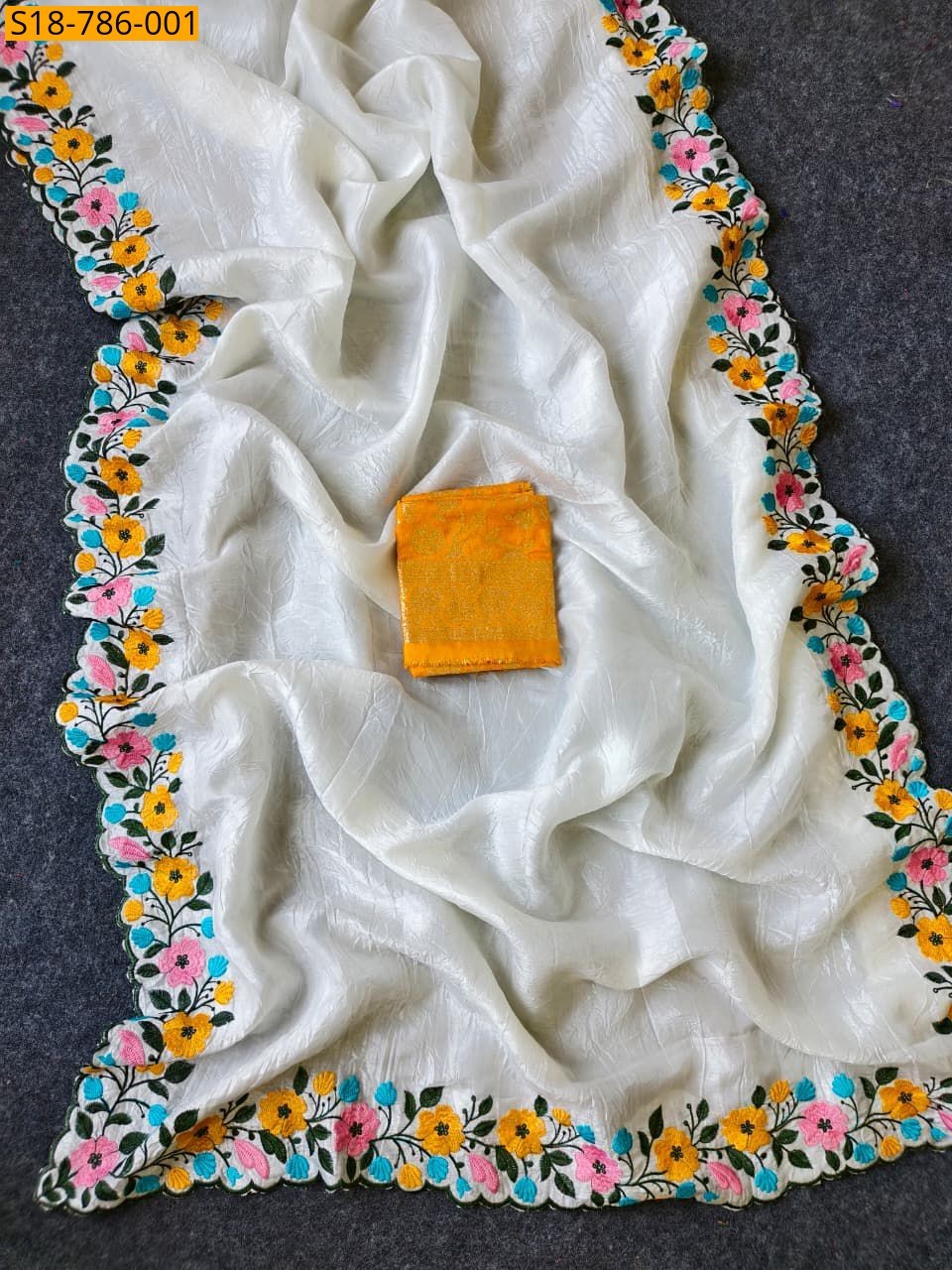 White Fancy crush sarees