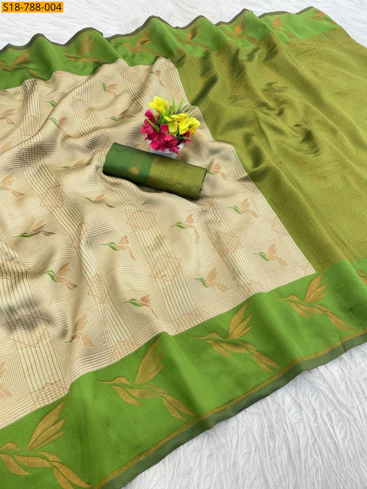 Cream Fancy Banarasi Silk Sarees