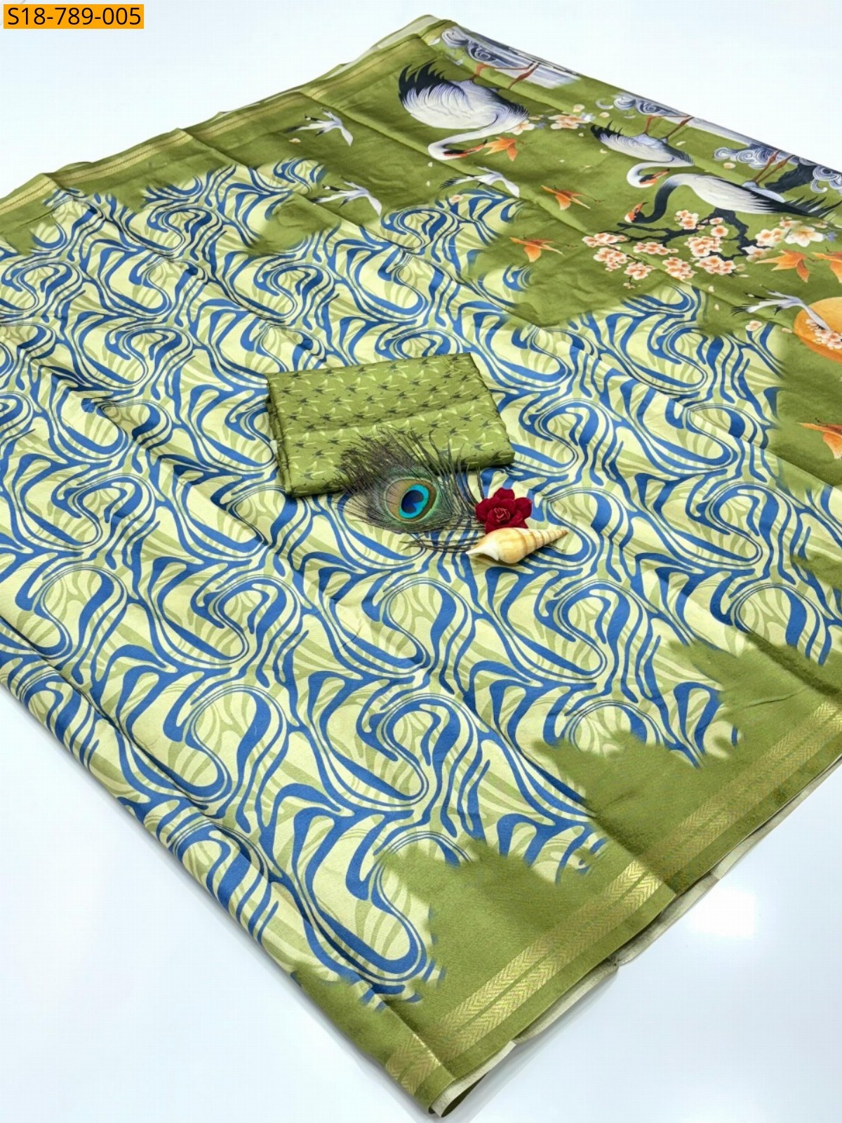 Green Soft Tussar Silk Sarees