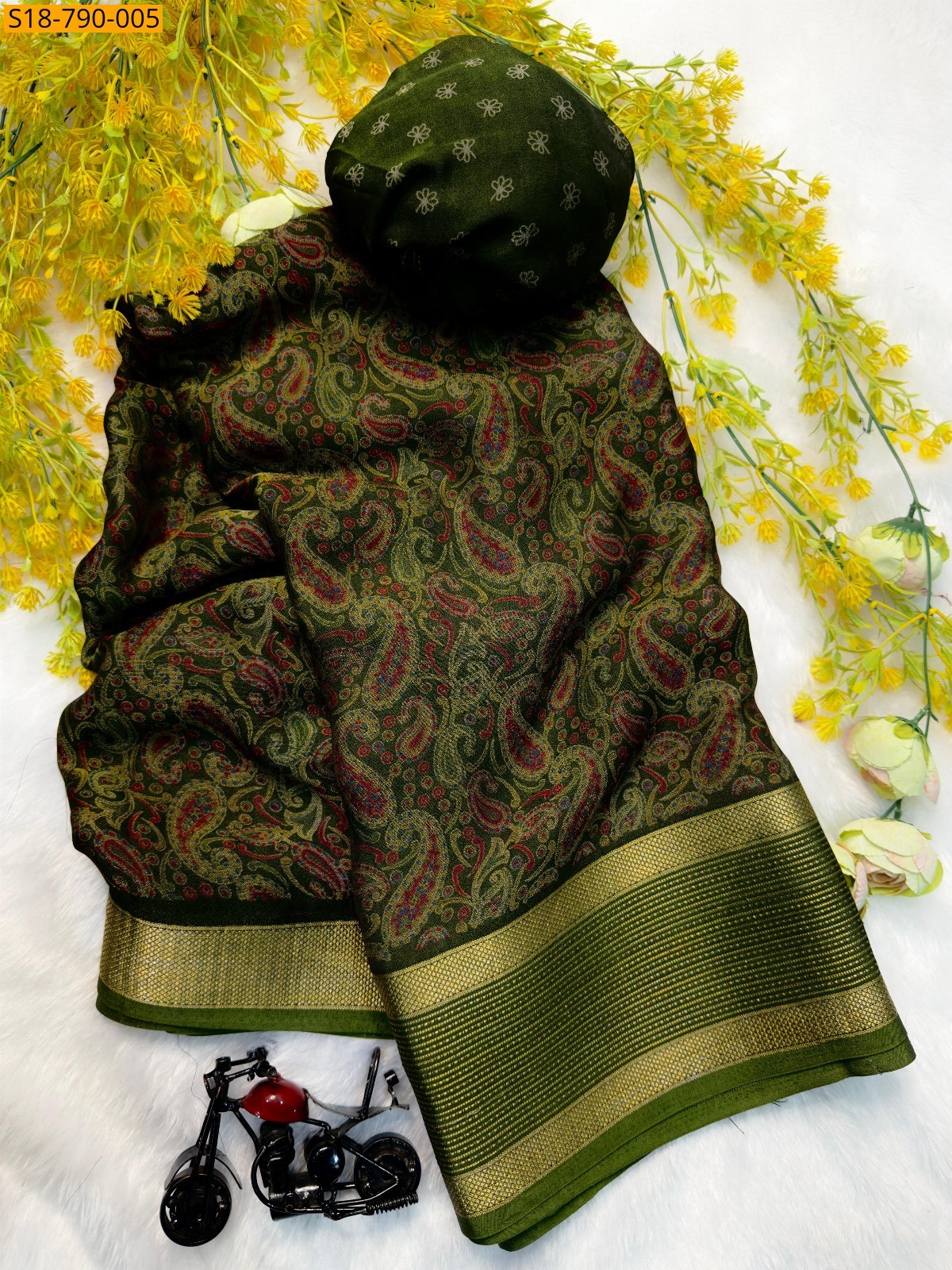 Green Fancy Marshmellow Sarees