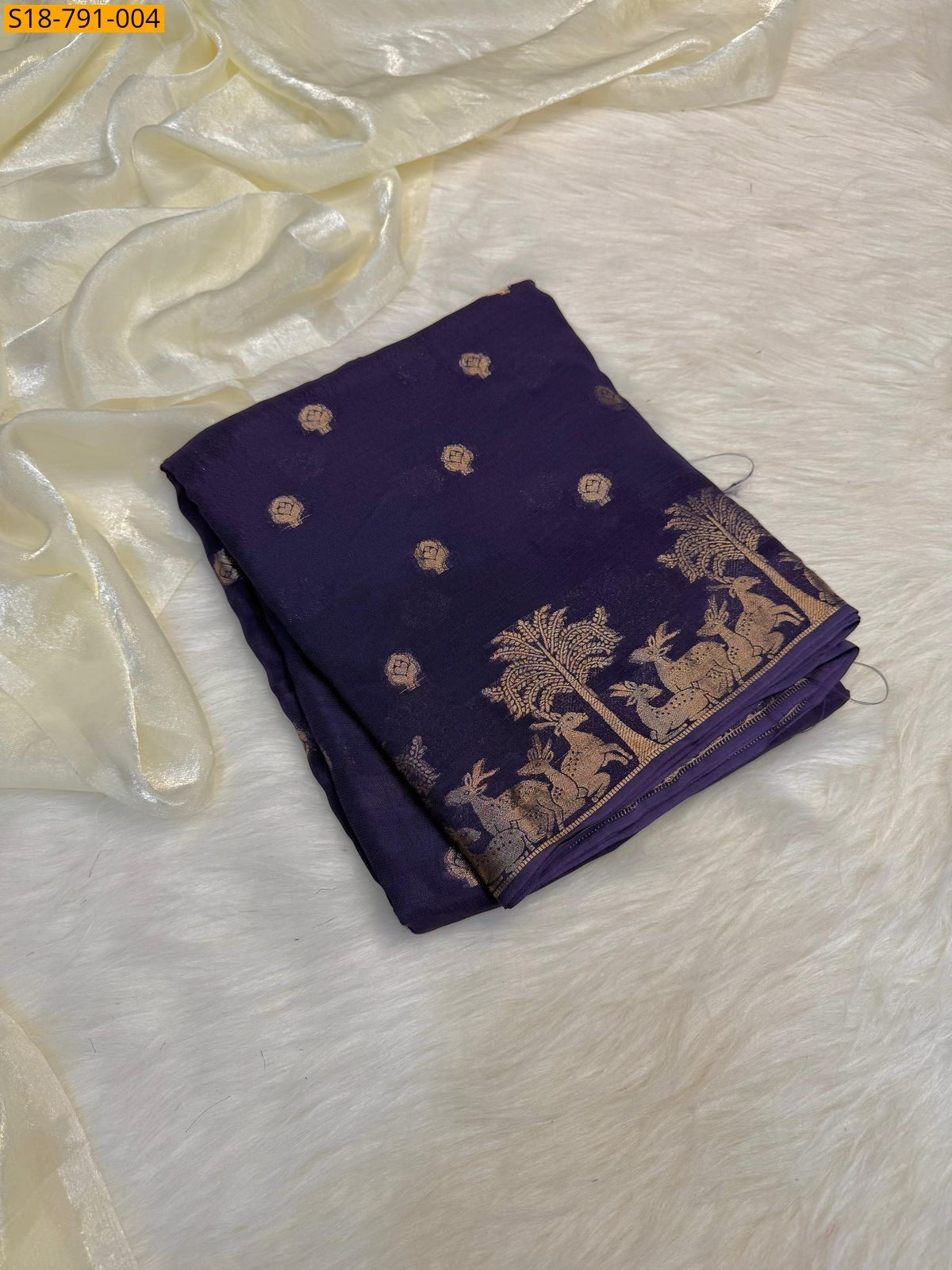 Violet Fancy Viscose Muslin Silk Saree