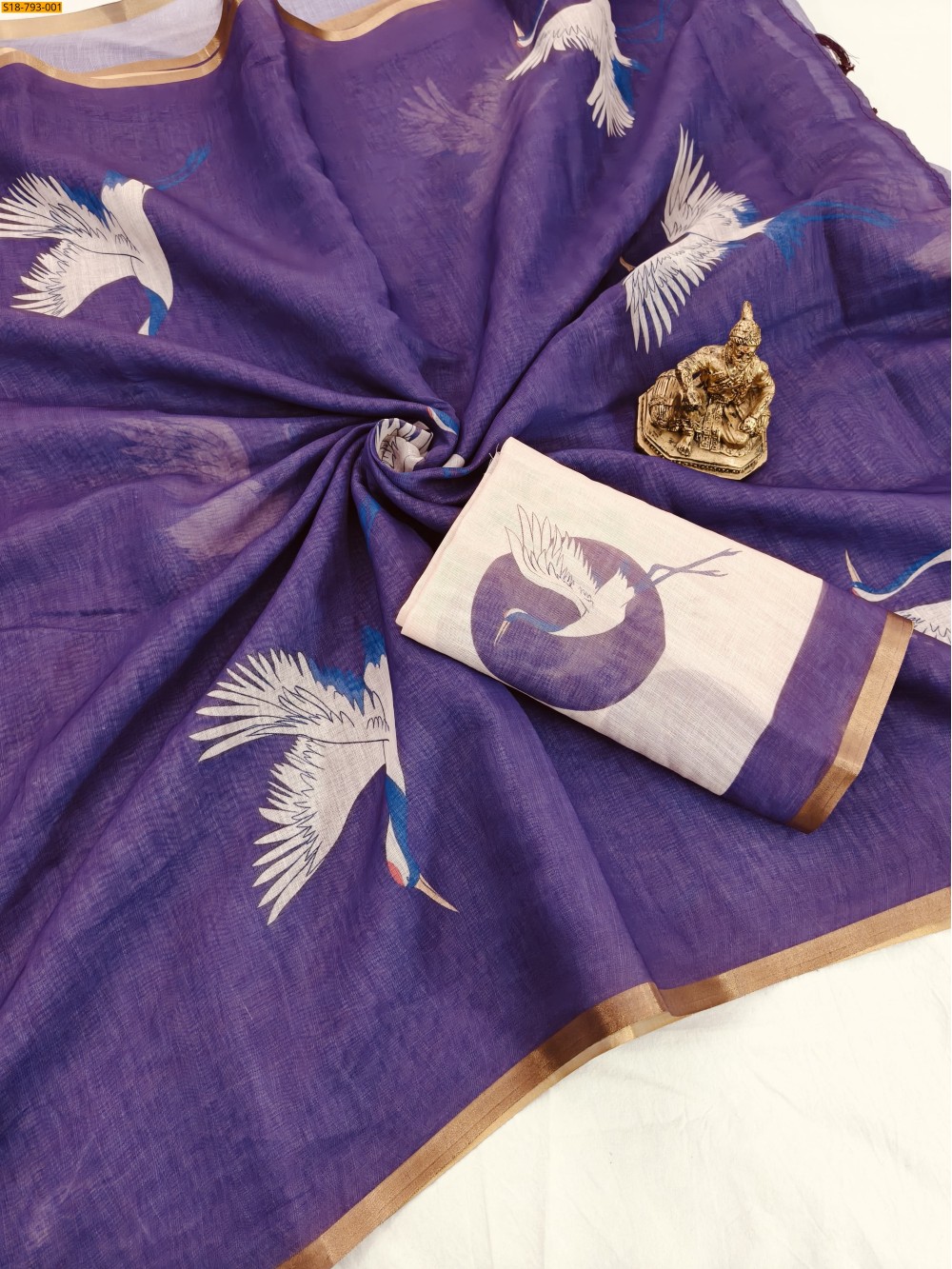 Fancy linen printed sarees