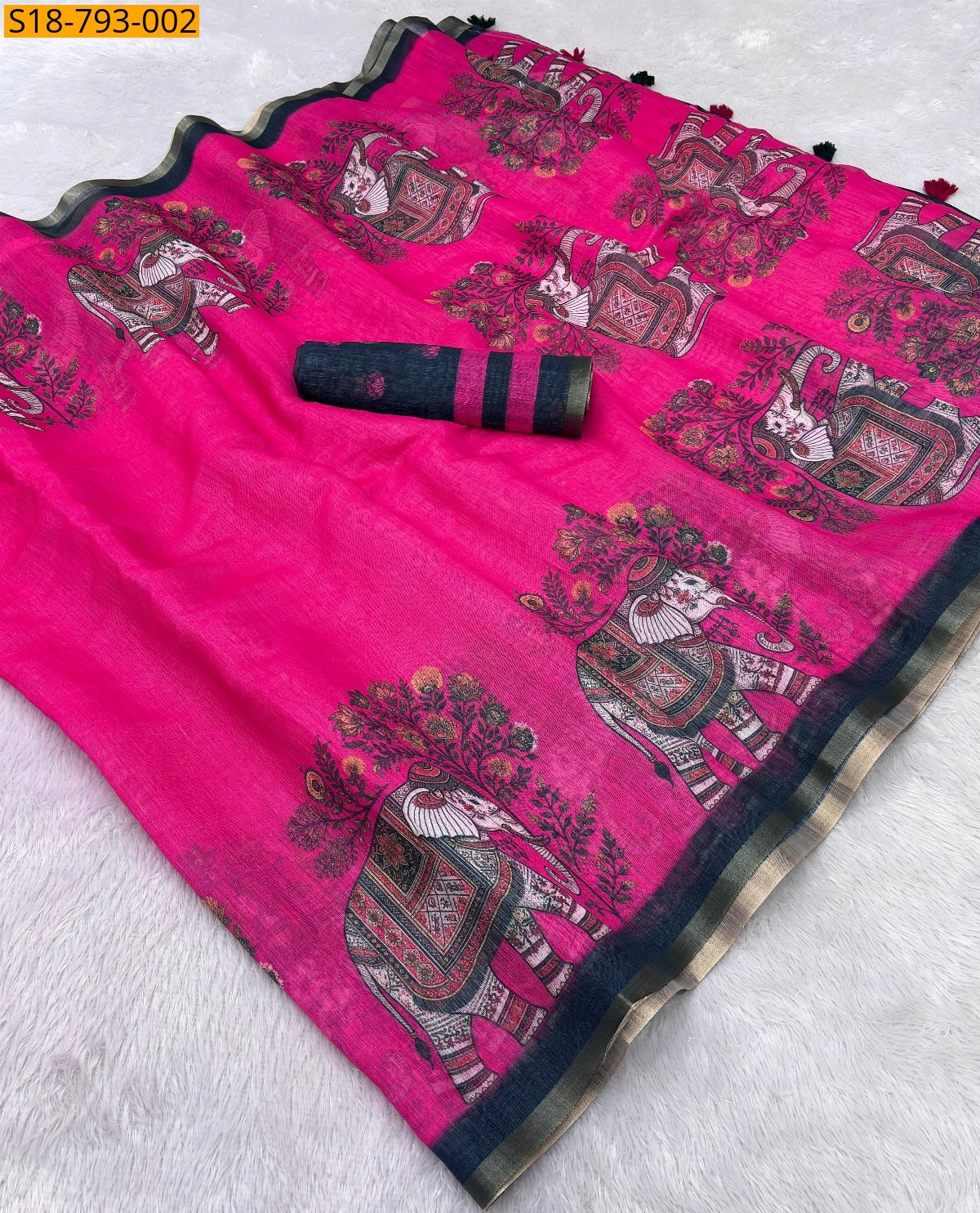 Pink Fancy Soft linen saree