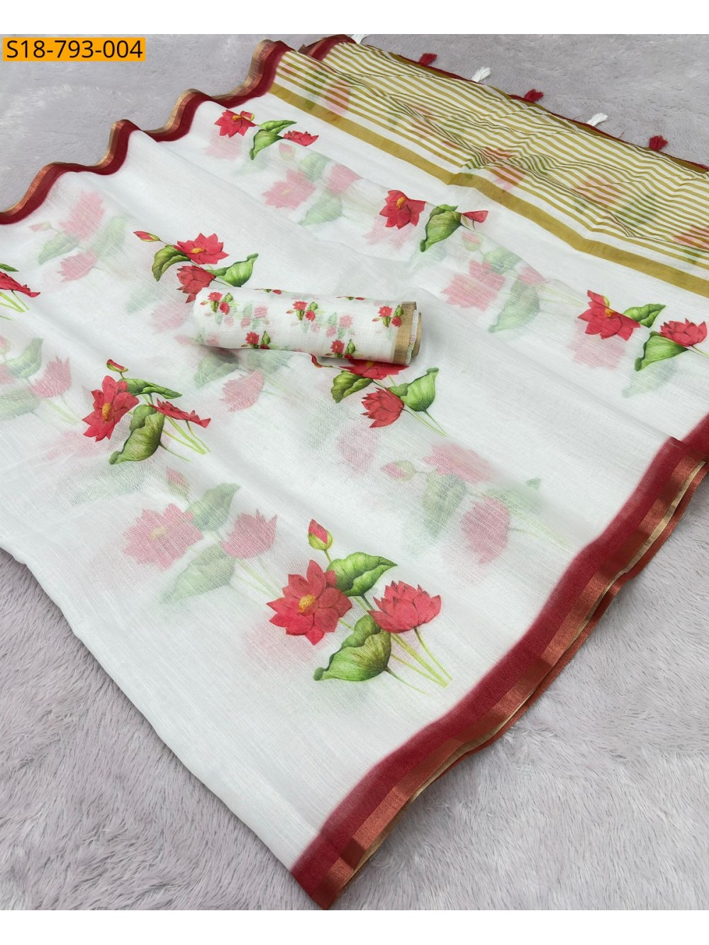 Fancy Soft linen saree