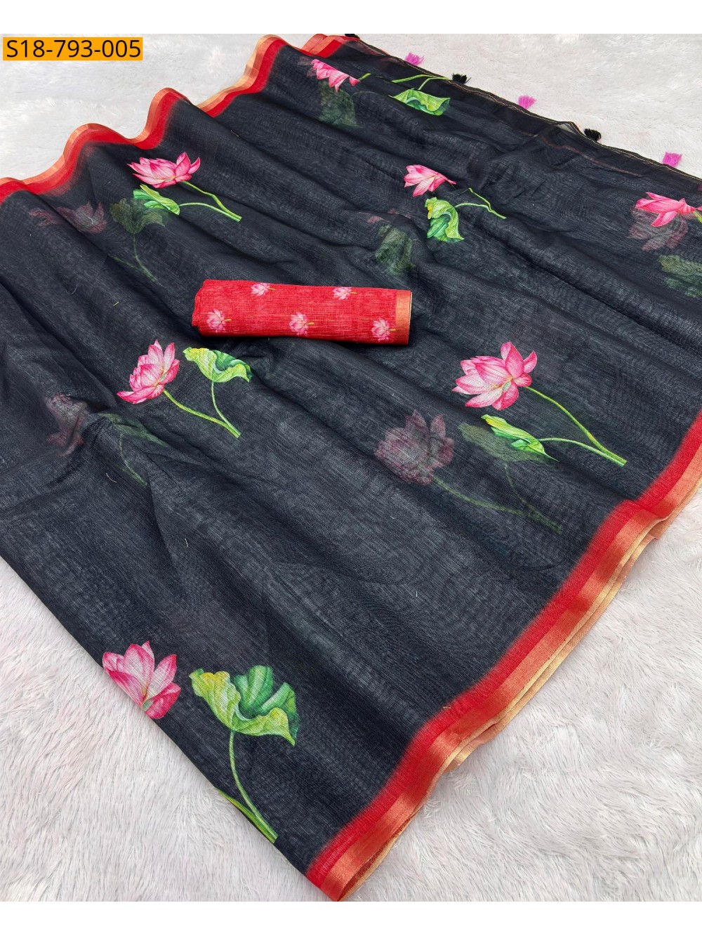 Fancy Soft linen saree