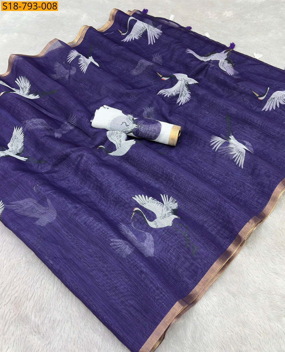 Violet Fancy Soft linen saree
