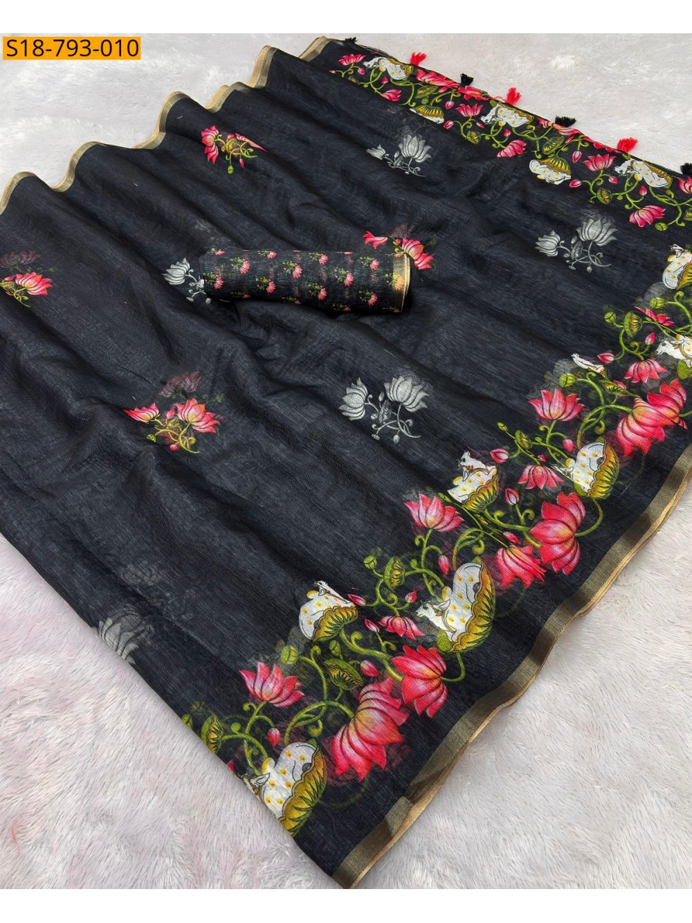 Fancy Soft linen saree