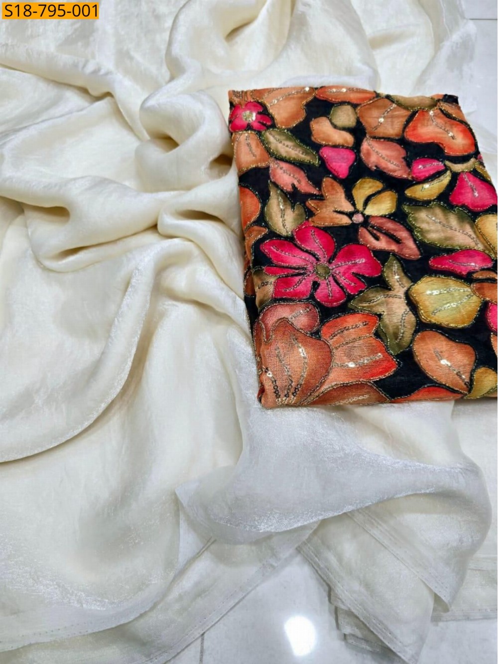 Fancy space satin sarees