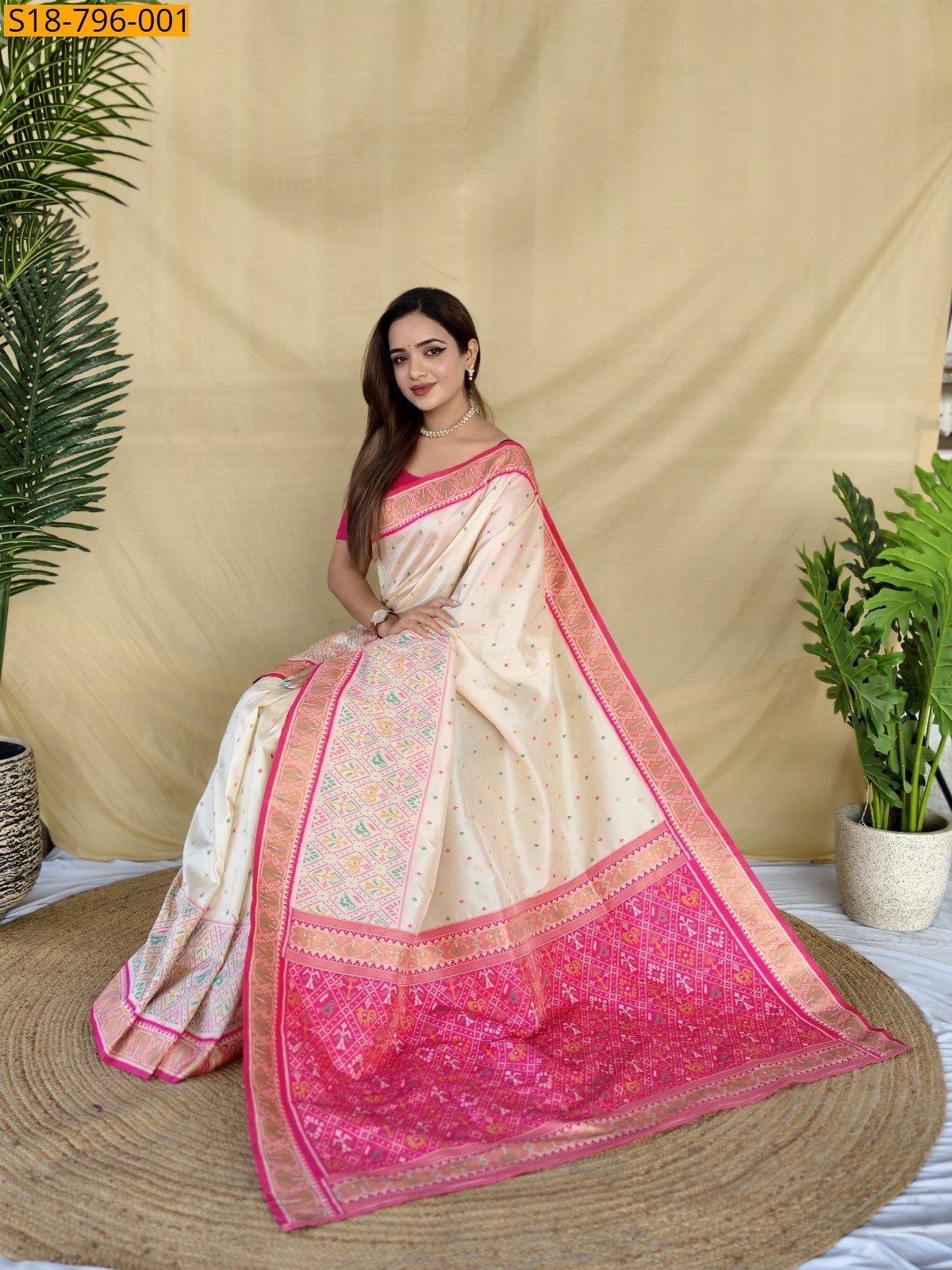 White Fancy Ivory silk sarees