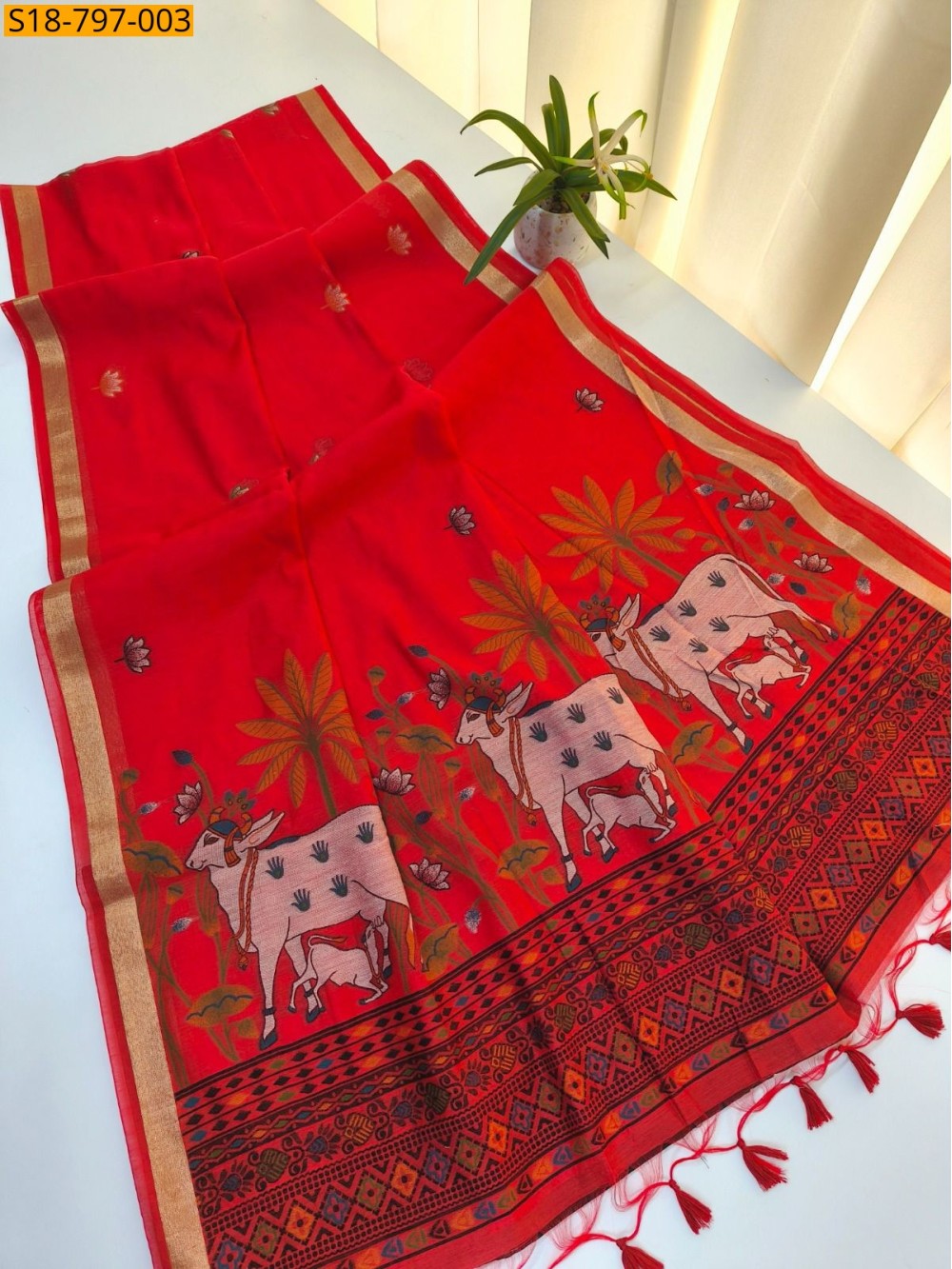 Fancy soft muga cotton sarees