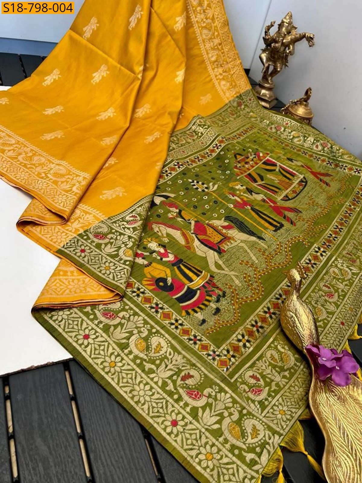 Yellow Fancy soft raw silk sarees