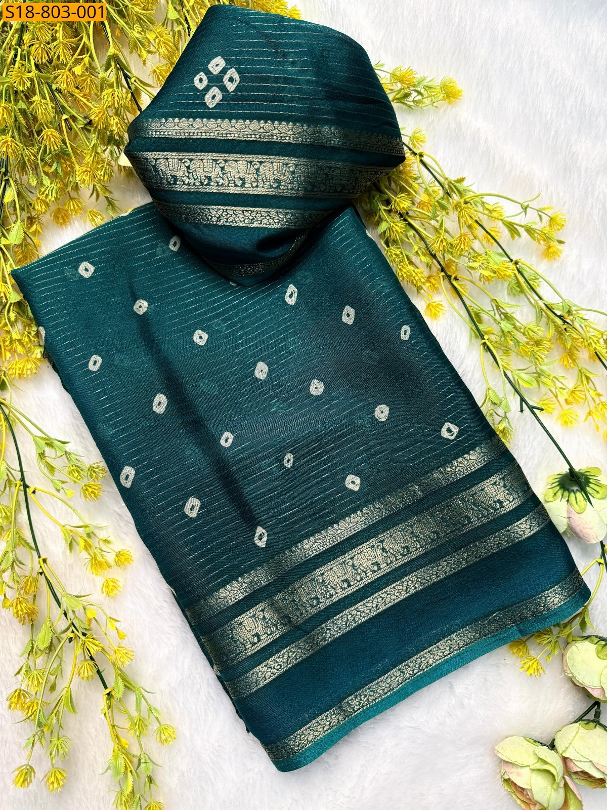 Green Fancy Marshmellow Sarees