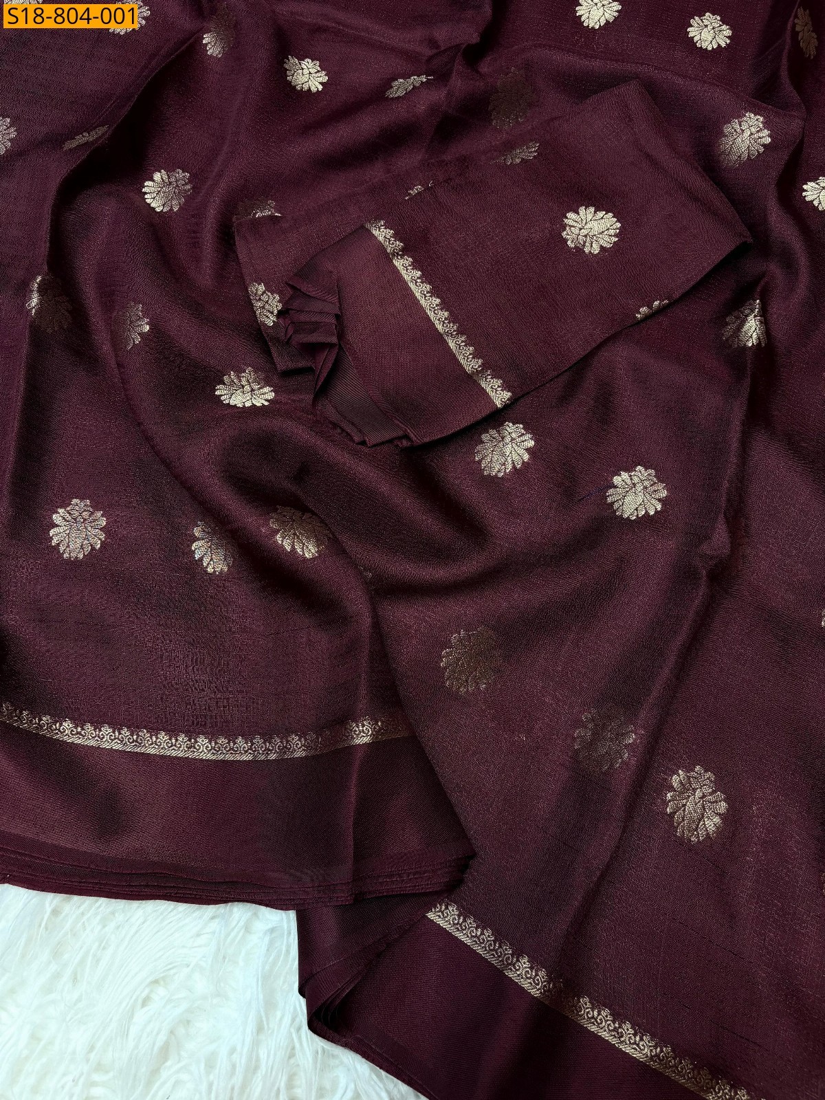 Dark Wine Viscose Khadi silk sarees
