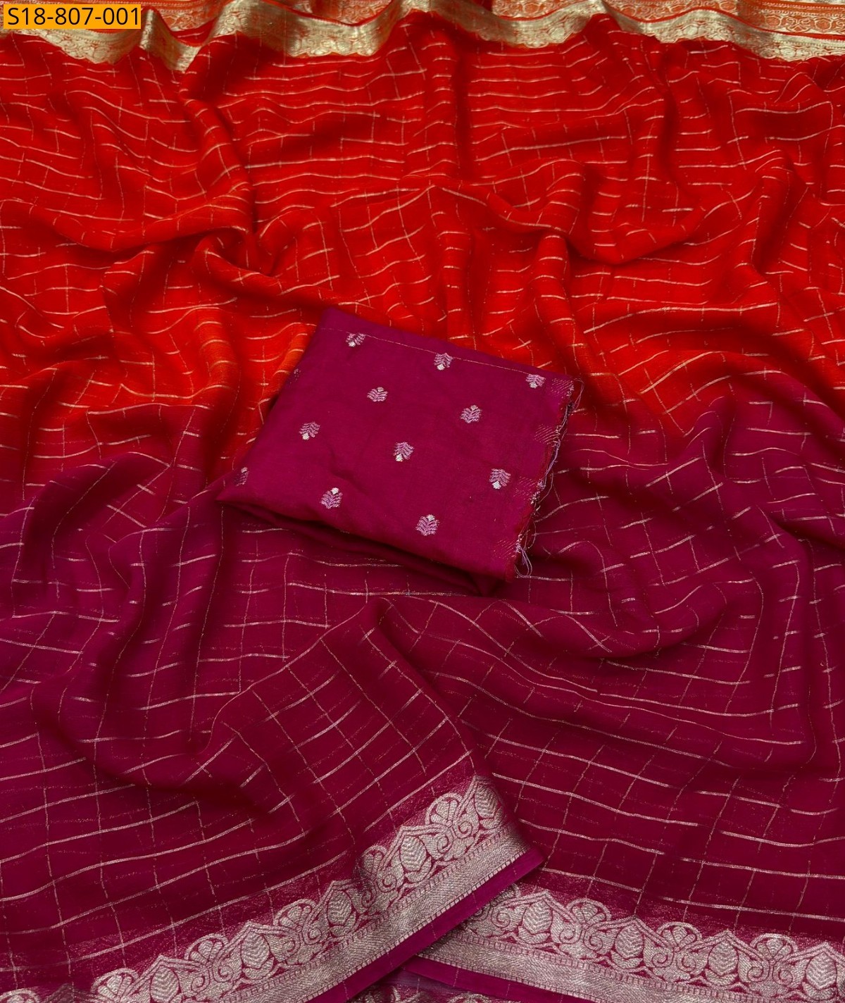 Pink Viscose Georgette Saree