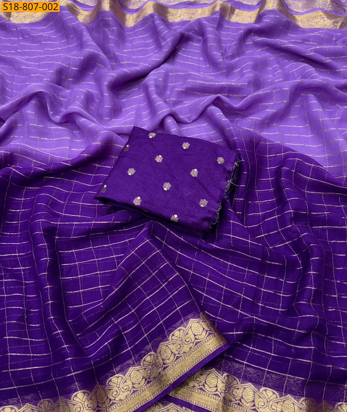 Viscose Georgette Saree - Violet