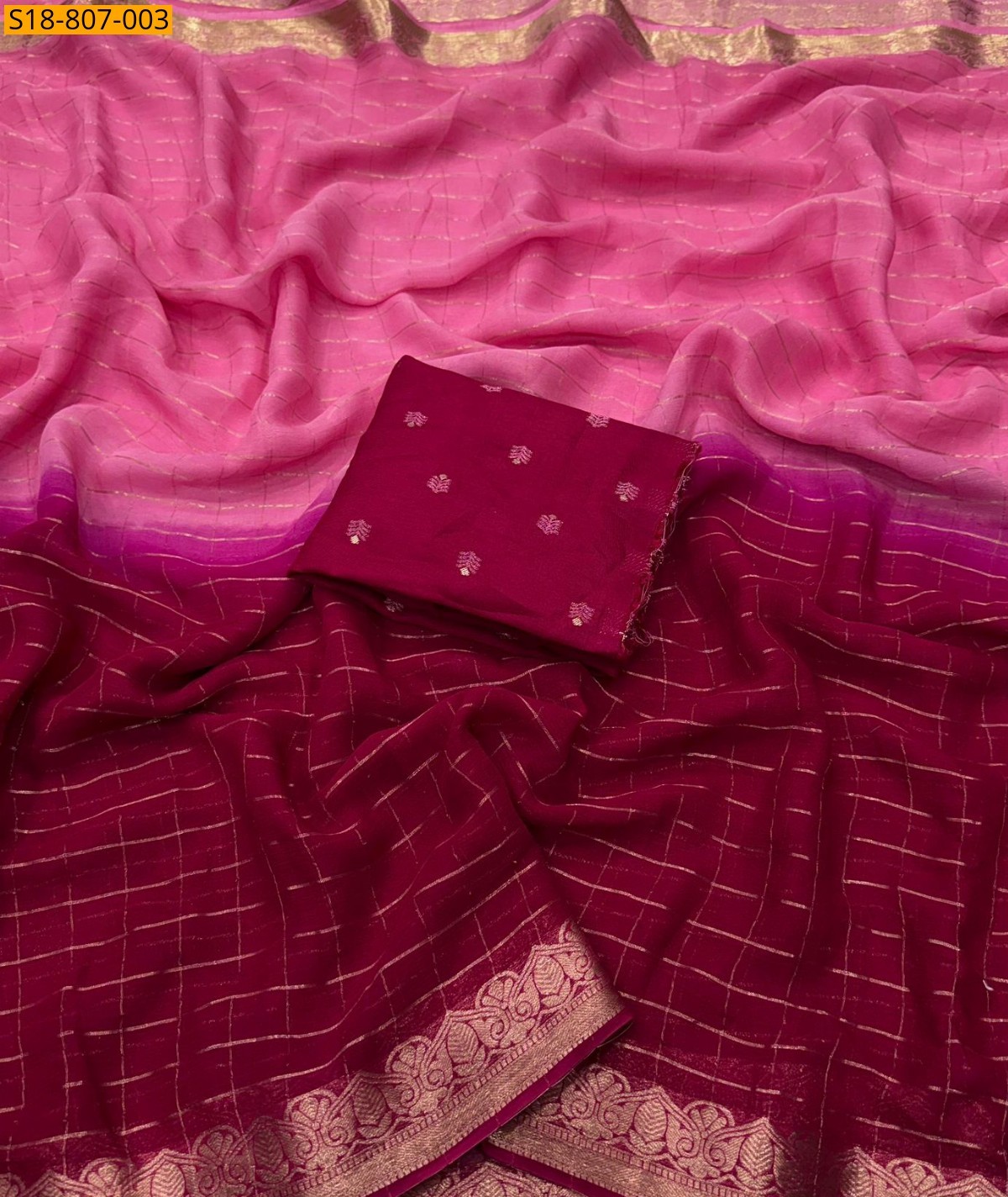 Red Viscose Georgette Saree