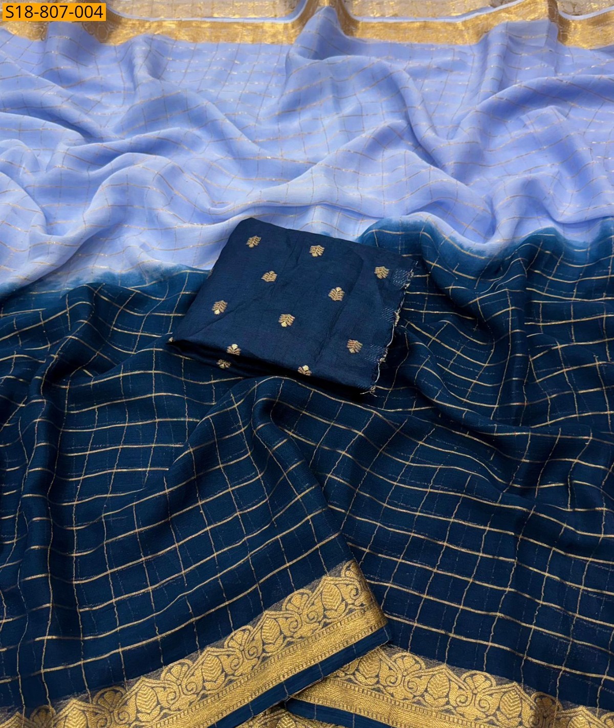 Blue Viscose Georgette Saree