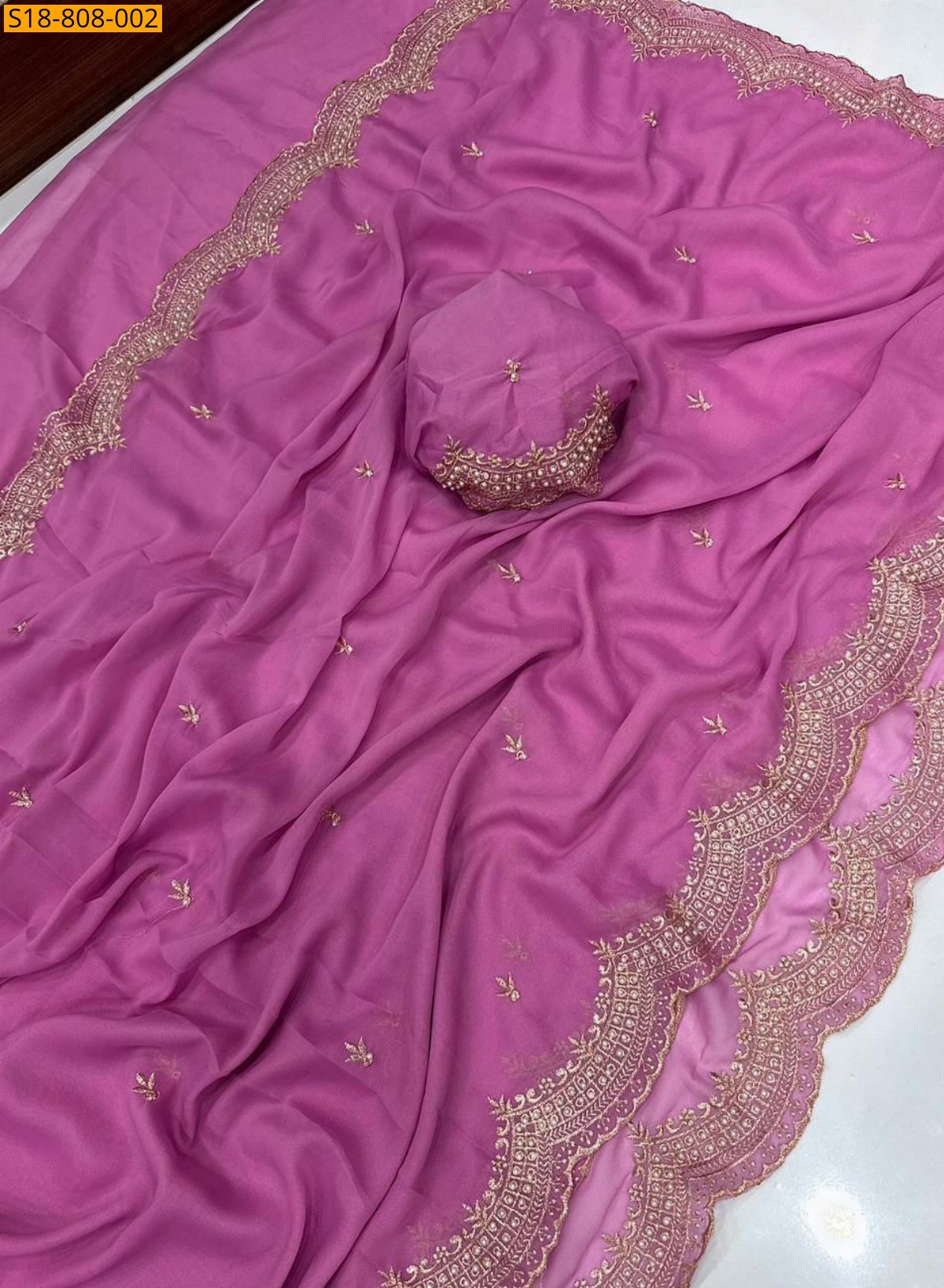 Pink Star Georgette  Saree