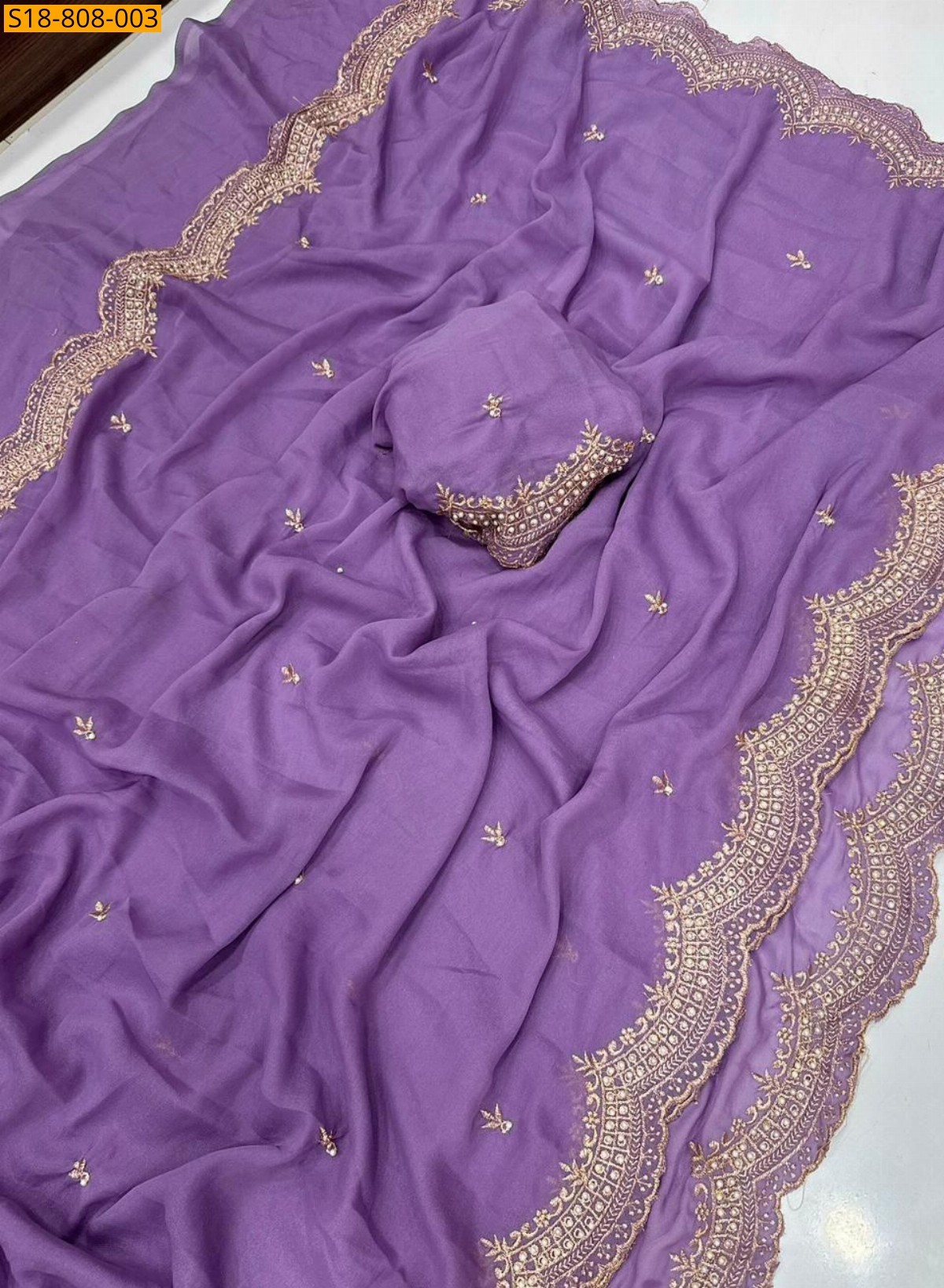 Lavender Star Georgette  Saree