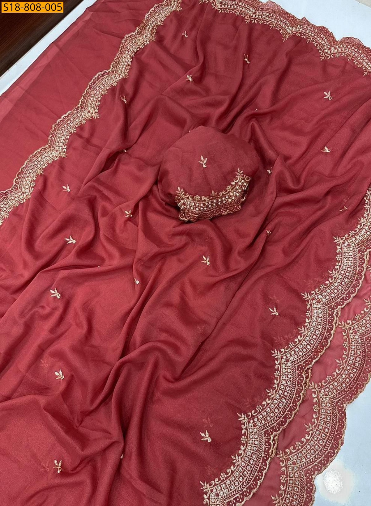 Orange Star Georgette  Saree