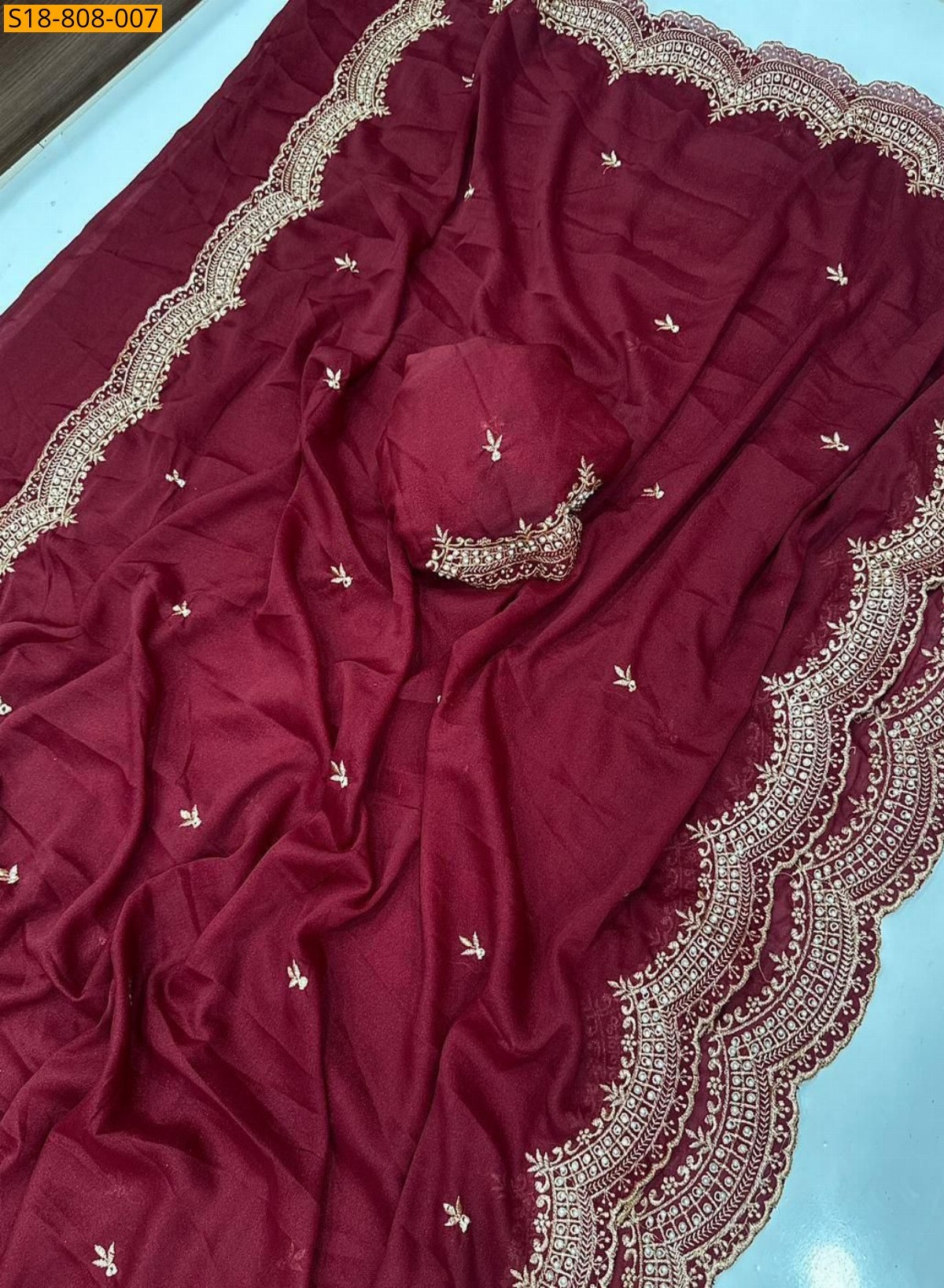 Red Star Georgette  Saree