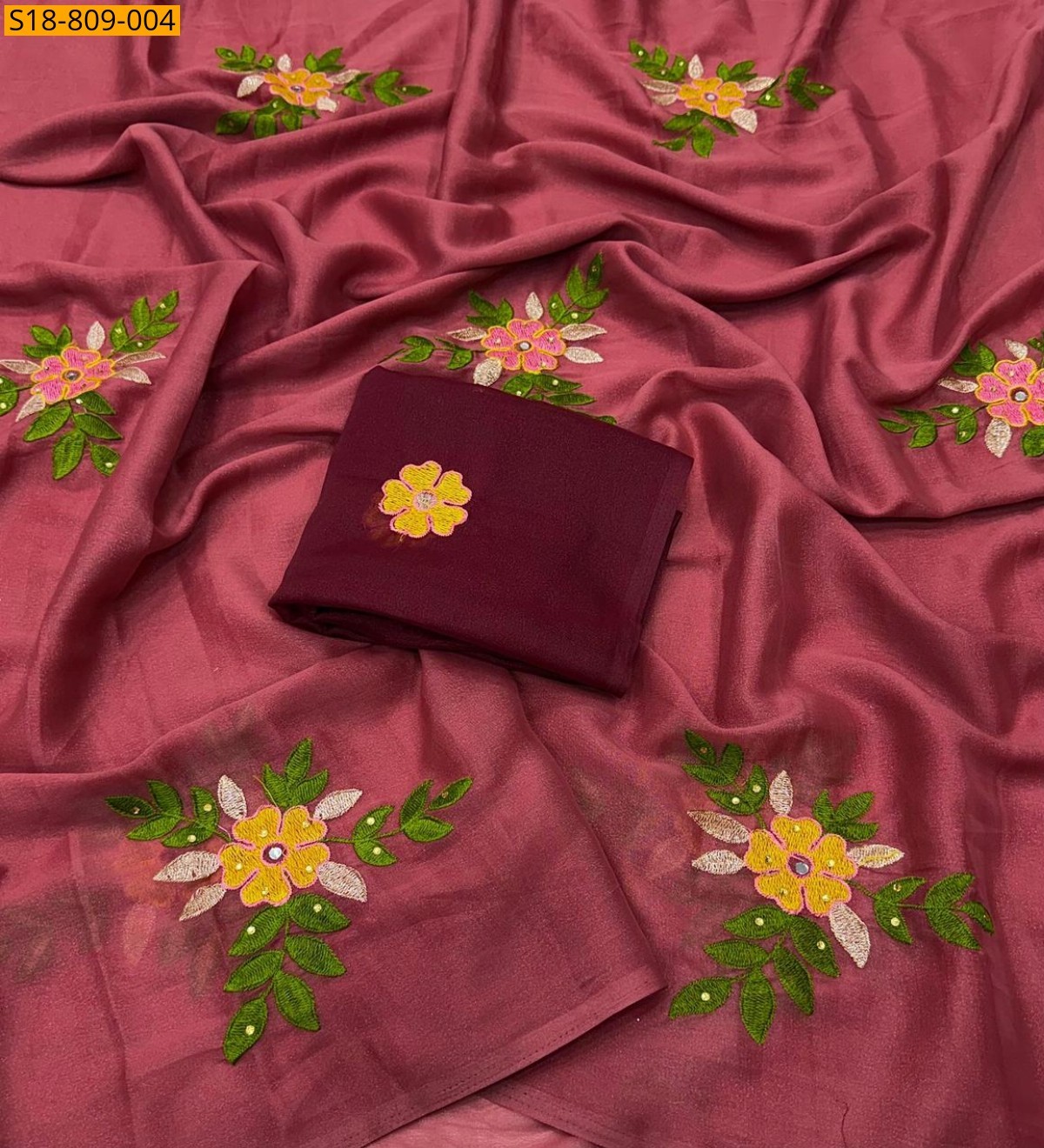 Onion brown Star Georgette  Saree