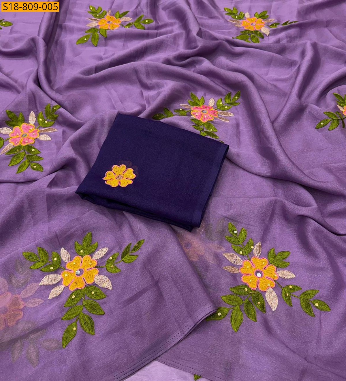 Lavender Star Georgette  Saree