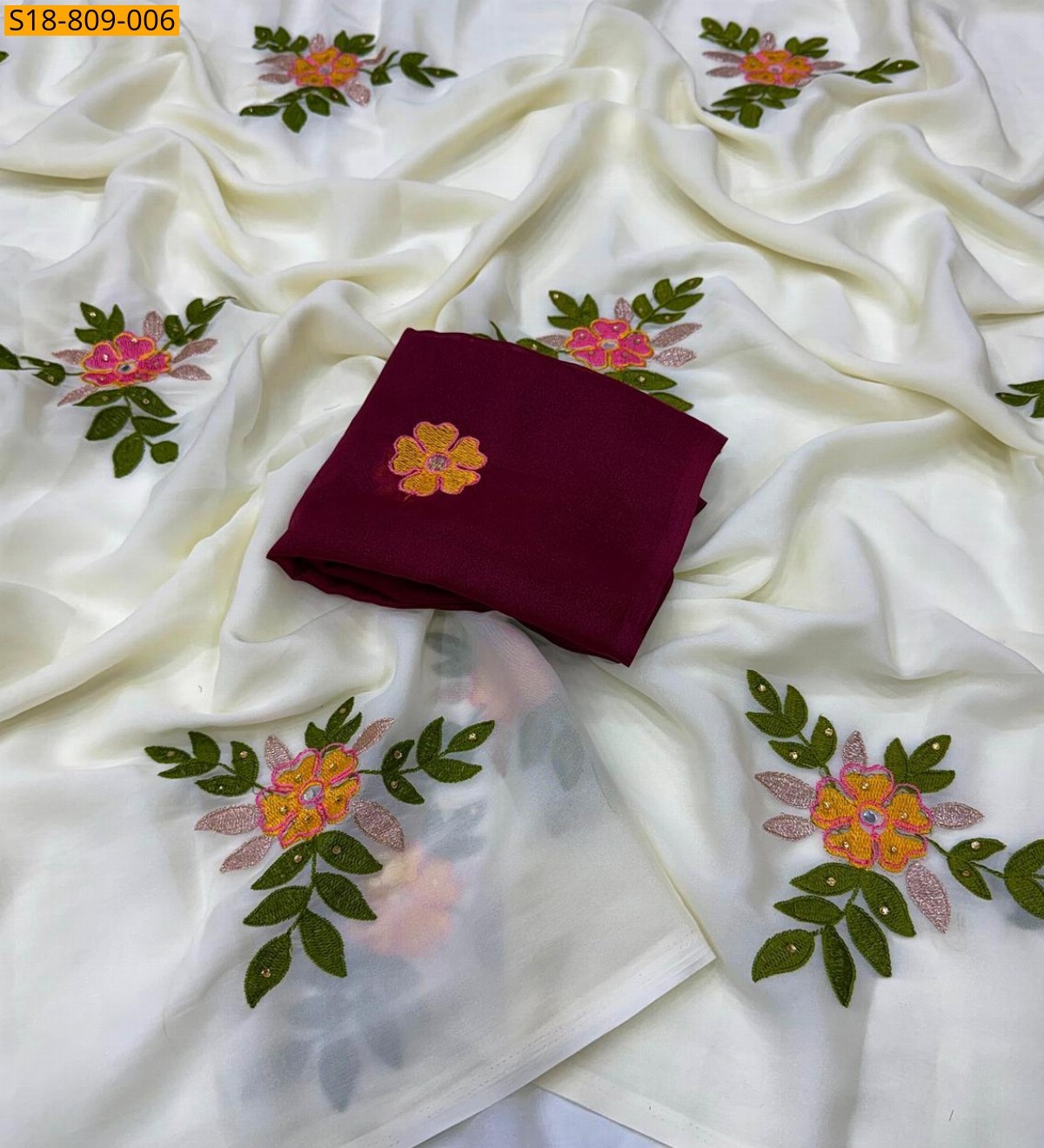 White Star Georgette  Saree