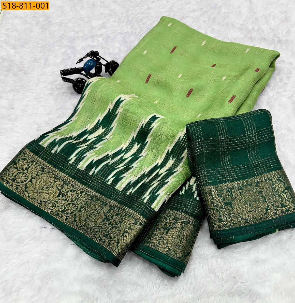 Green Fancy Mysore Silk Saree