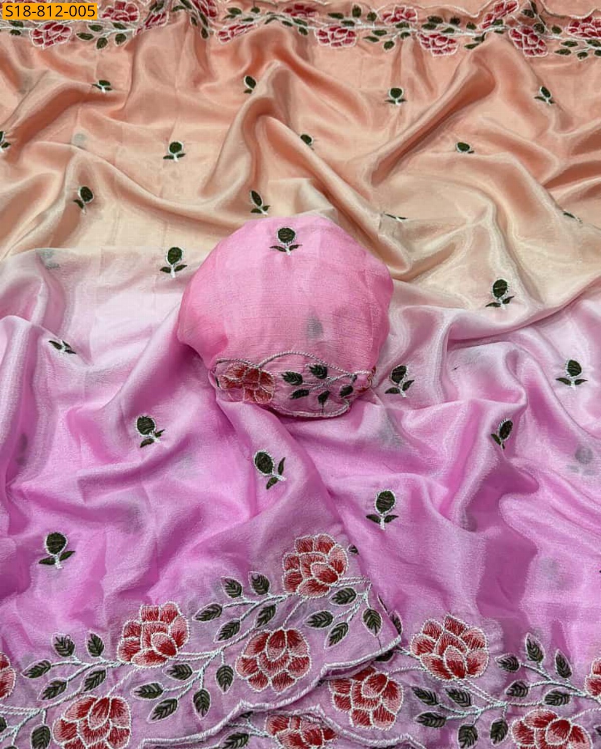 Light Pink Soft Chinnon padding Saree