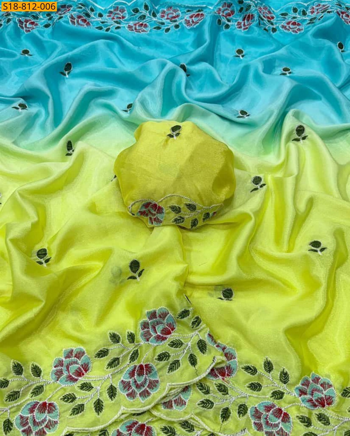 Neon Soft Chinnon padding Saree