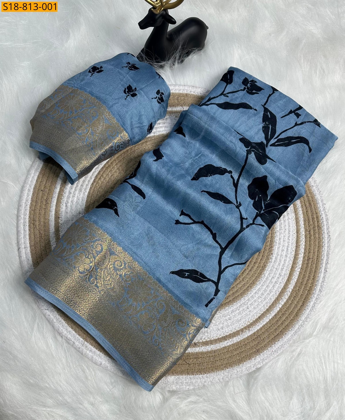 Blue Fancy marshmellow sarees