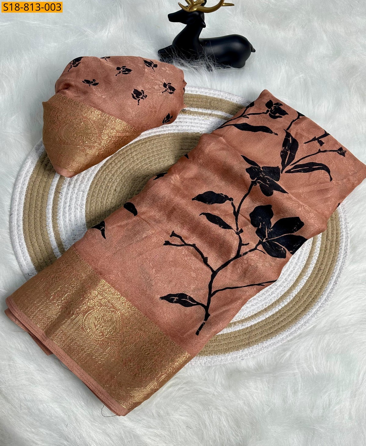 Peach Fancy marshmellow sarees