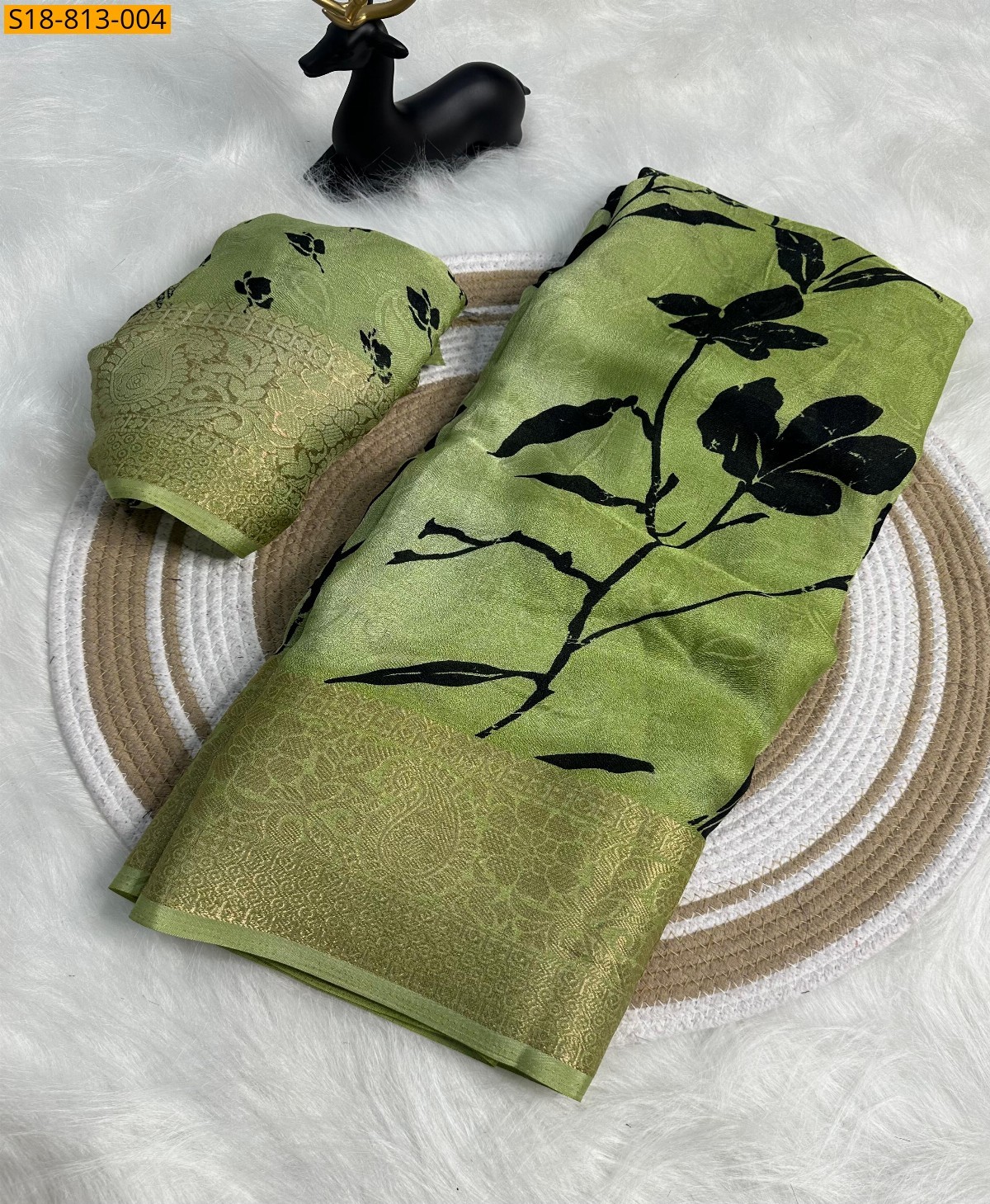 Green Fancy marshmellow sarees