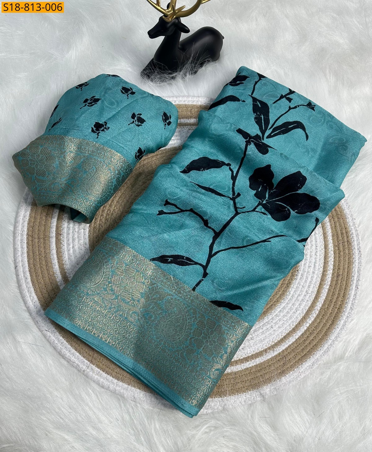 Sky Blue Fancy marshmellow sarees